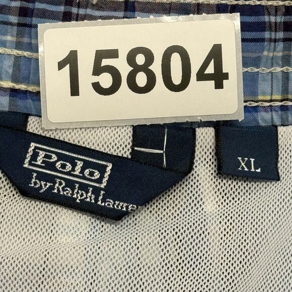 Polo Ralph Lauren Swim Trunks XL Blue White Plaid Mesh Lined Actual 40X5 Preppy - Picture 8 of 8